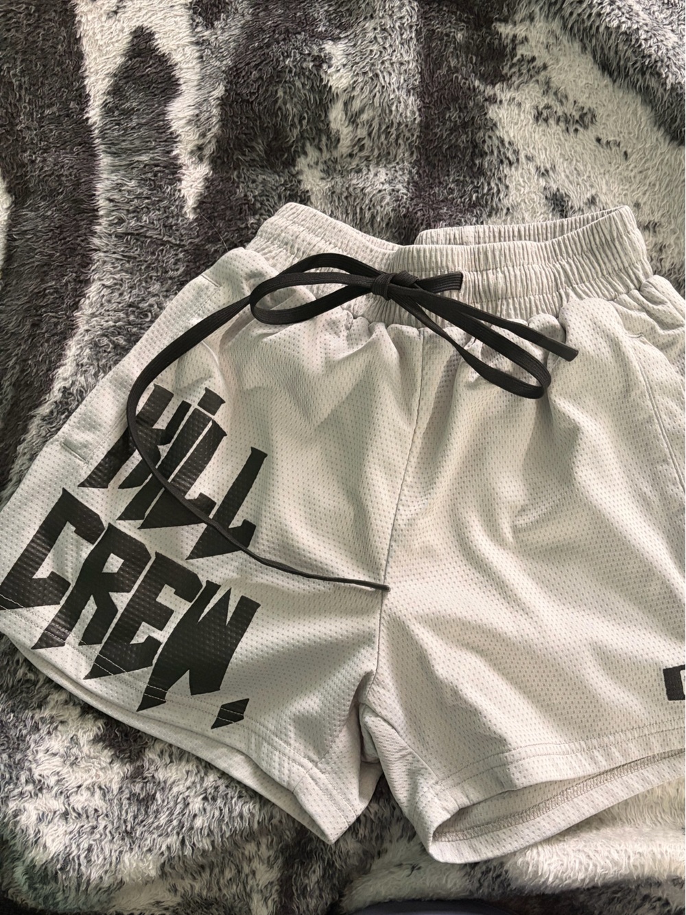 Kill Crew White Athletic Mesh Shorts with Black Drawstring